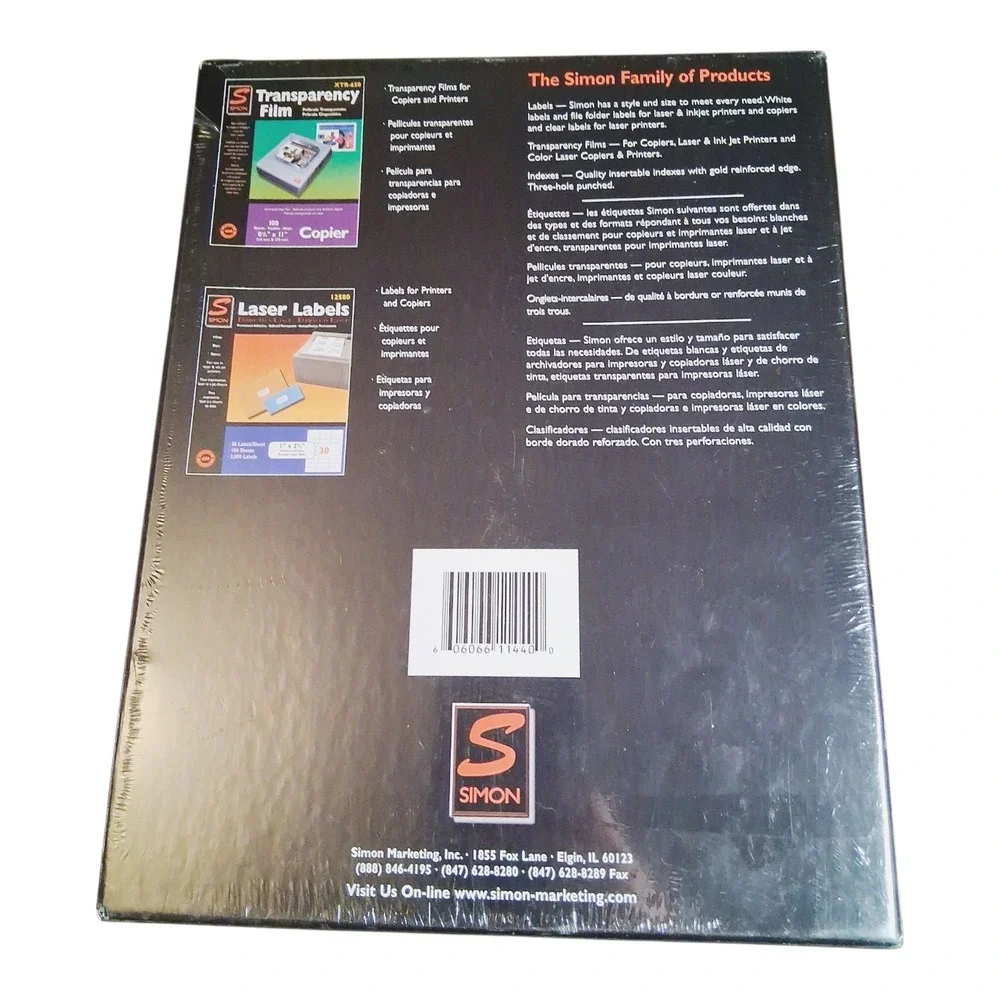 Simon‎ Laser Labels 1x4 Inch White Permanent Adhesive 2000 Labels 100 Sheets New